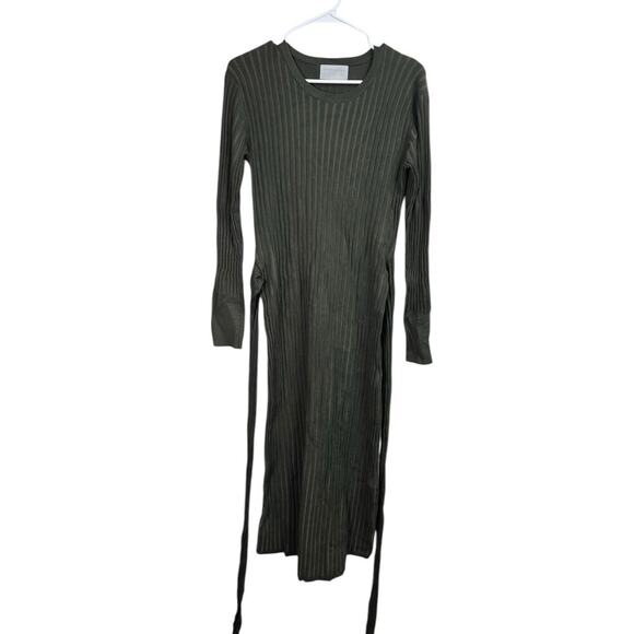 Modern Citizen Carmen Tie-Front Ribbed Dress Willow Green XL - Picture 2 of 8